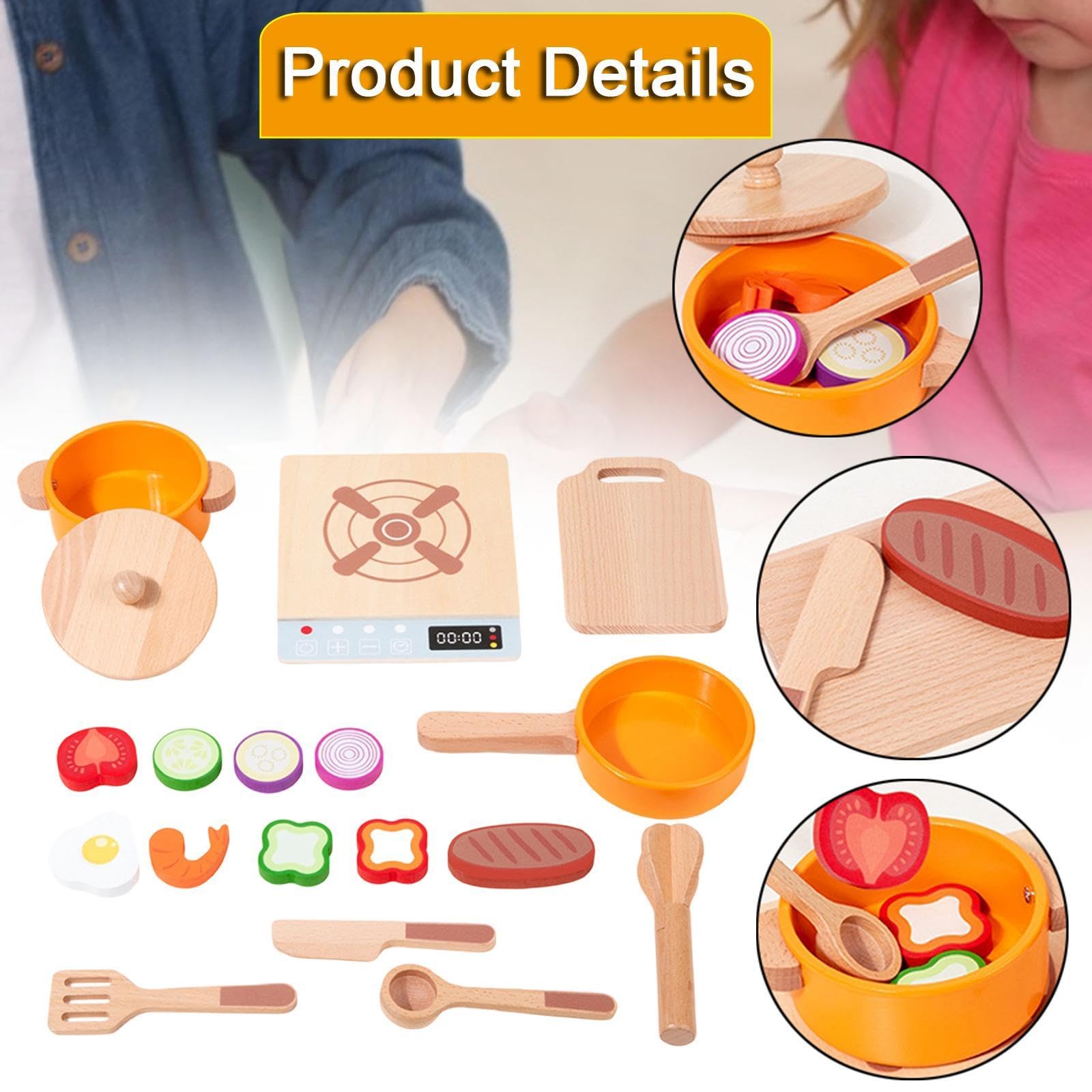 Sharplace Küchen-Spielset, Spielzeug, Spielküche aus, Besteck, lehrreiche Töpfe und Pfannen, reichhaltiges Spielzubehör für Partygeschenke im Innenbereich