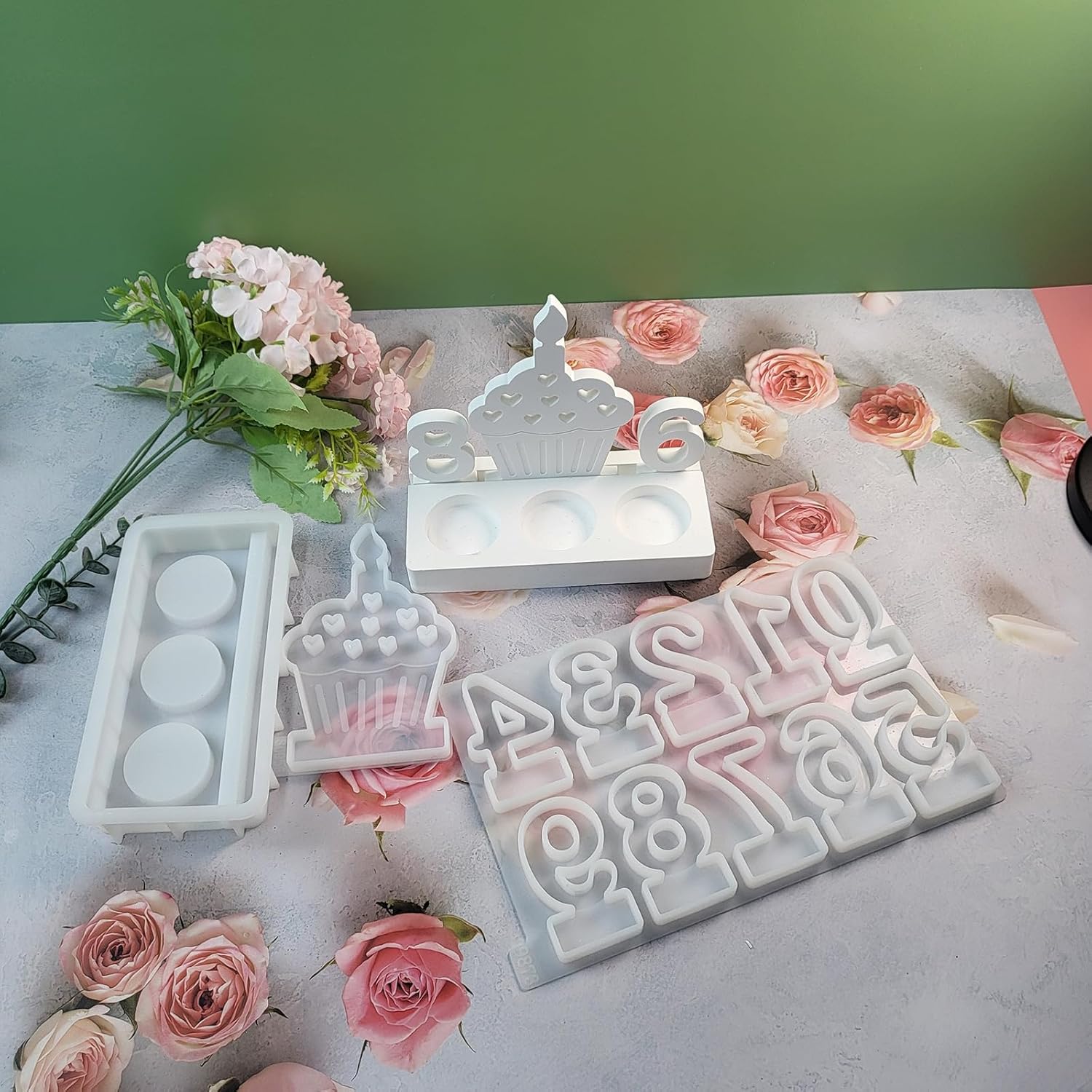 バースデーケーキシリコンモールド スクエアベースモールド ホルダー製作用 ティーライトホルダー アートクラフト ナンバー 樹脂型