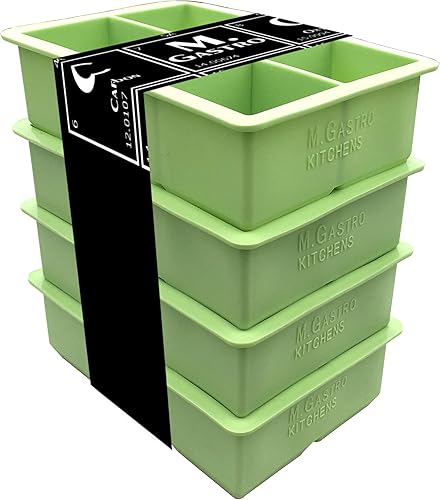 Miniatura 6 de Bandejas de silicona para cubitos de hielo de M. Gastro Kitchens, ahorra con nuestra economía, paquete de 4 cubos de hielo extragrandes, diseño de