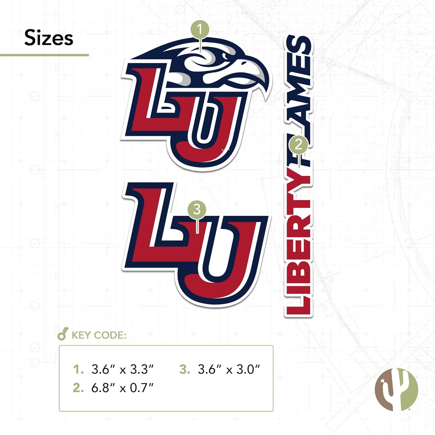 Desert Cactus Liberty University Sticker Flames Vinyl Decals Laptop Water Bottle Car Scrapbook T5 (Type 5-1) - Image 4