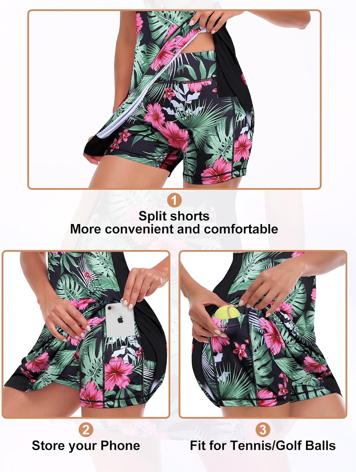 Viracy Tennis Dress Golf Dresses for Women with Shorts, Pockets Sleeveless Zip Up Stand Collar Lightweight Athletic Dress - Image 5