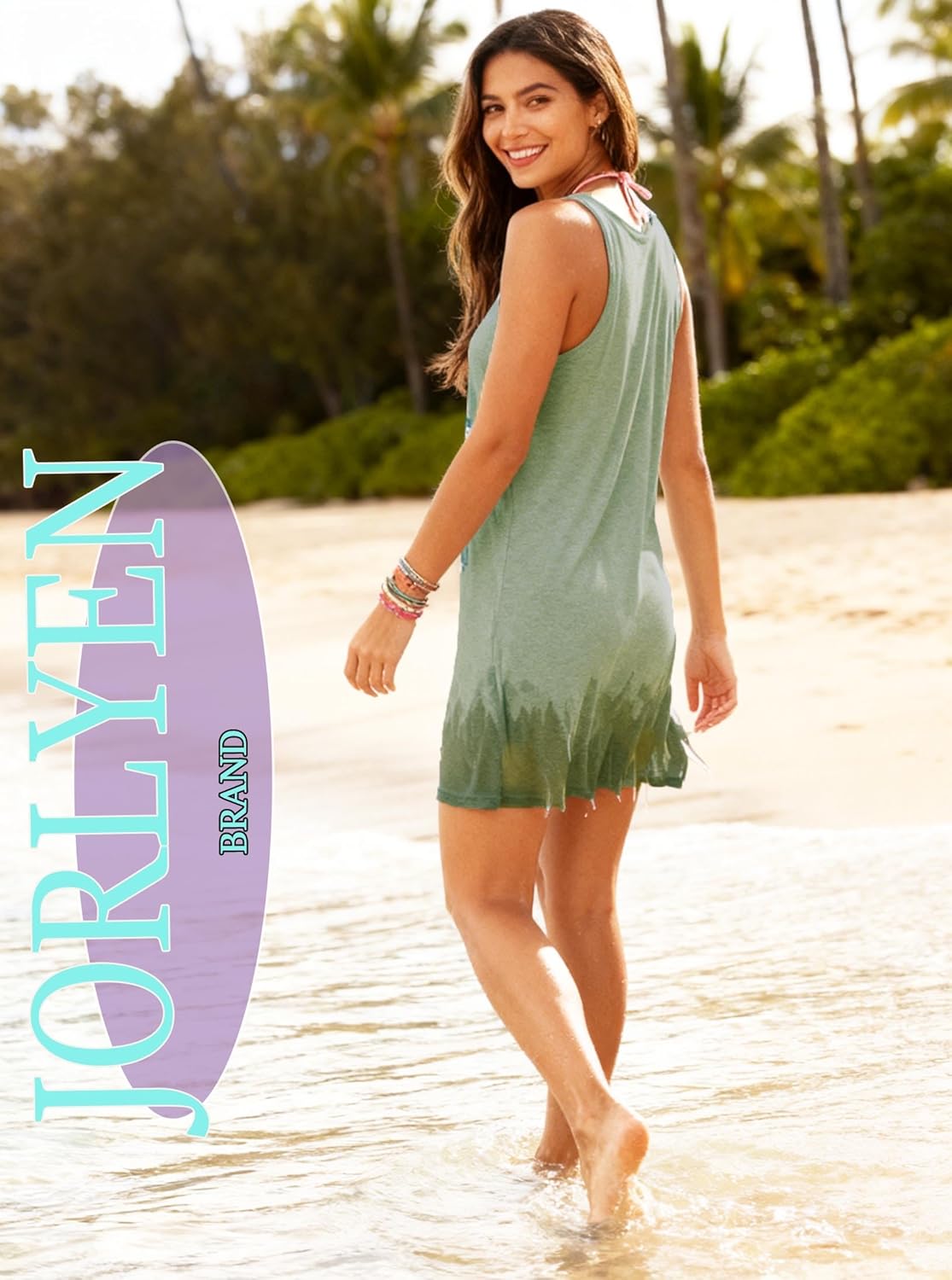 Summer Tank Dress for Women Casual Vacation Sundress Coconut Tree Graphic Beach Cover Up - Image 5