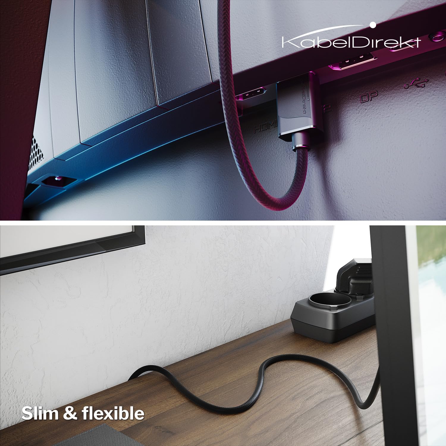 KabelDirekt – Câble HDMI 2.1 8K/4K – 1,5m – Câble Ultra-fin