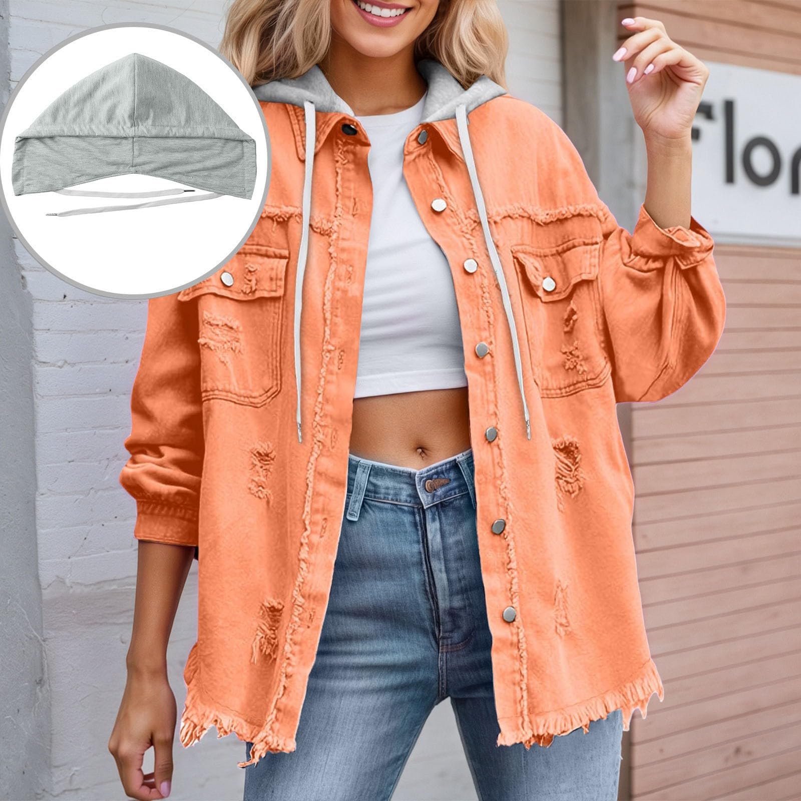 Jeans Jacken Für Damen Übergangsjacke Jeansjacke Alltag Shacket Leicht Wascheffekt Freizeitjacke Kurz Denimjacke Oversized Lange Ärmel Bomberjacke Basic Vintage