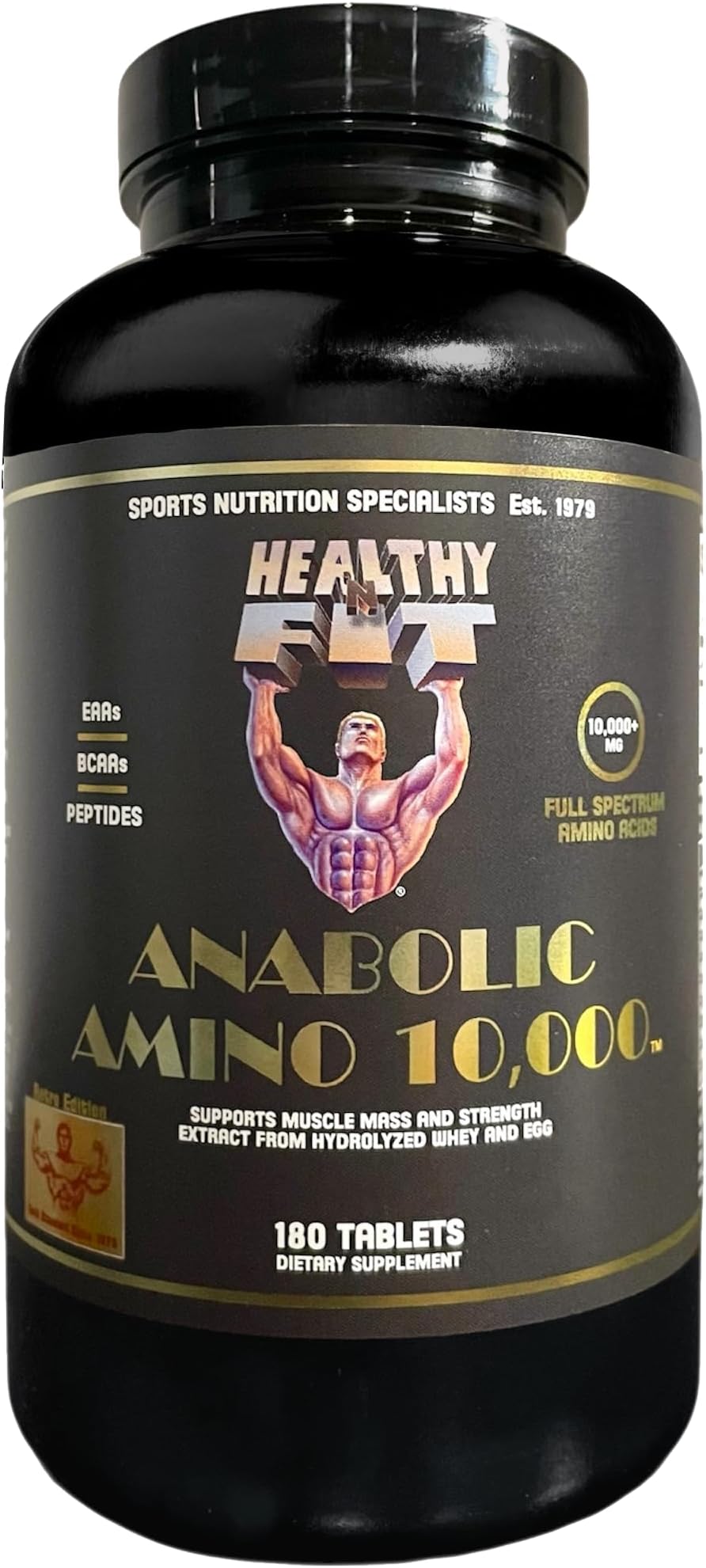 Healthy 'N Fit Amino 10,000 - Amino Acid 180 Tablets - Hydrolyzed Egg & Whey Source - Fast Absorbing