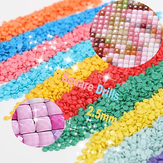 Hbyk Missing Color Diamond Painting Replacement Beads Square Round Drill Diamonds Stones for Diamond Art Diamond Cross Stitch Embroidery (2500pcs)