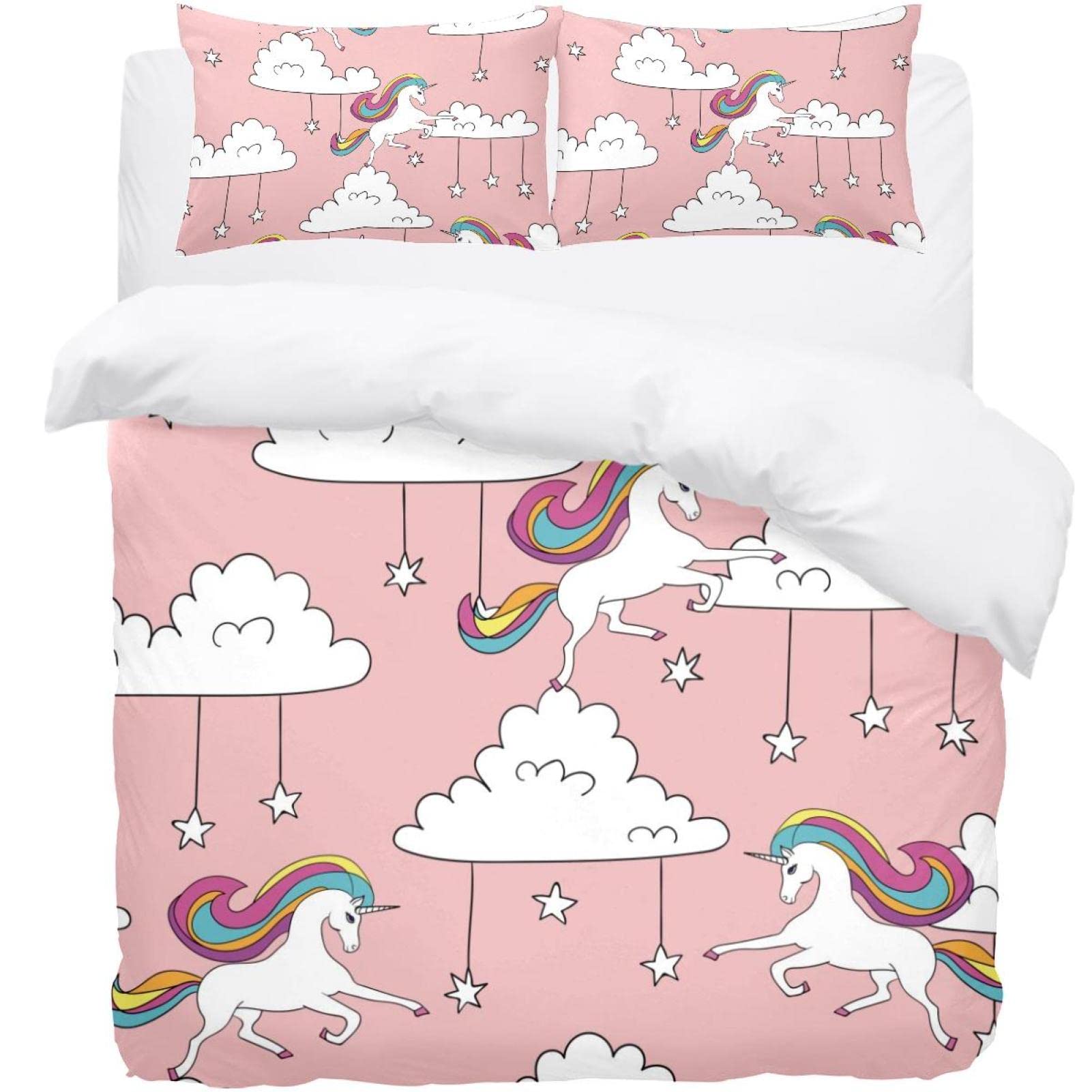 Housse de couette licorne blanc et rose pour illuminer la chambre des enfants