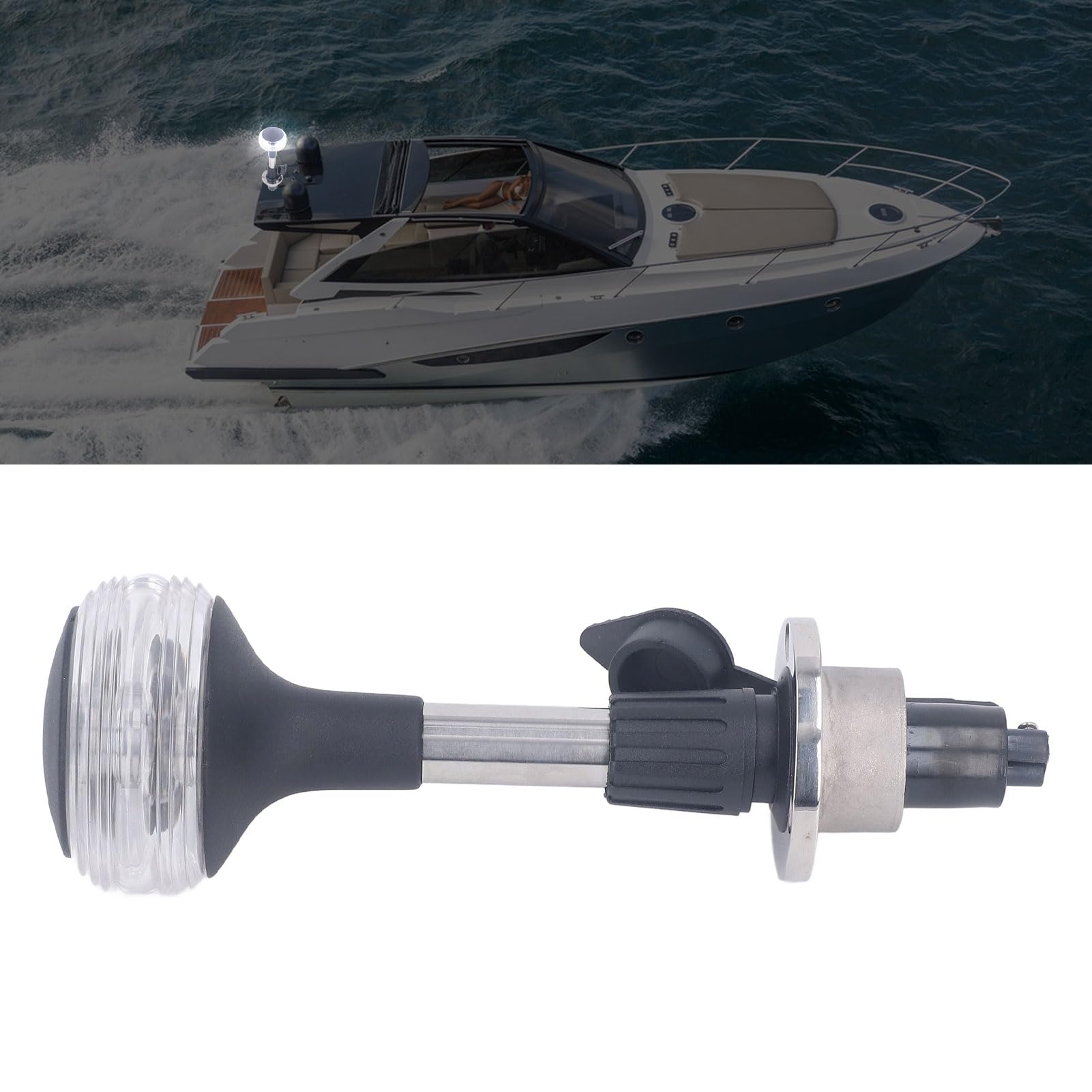 Topyond Lampe De Navigation, 360 Degrés Feux De Navigation pour Bateau | Lumière De Bateau à Base Détachable, 9 Pouces 2NM, 10-24V DC, 3W, LED Marine Lampe de navigation pour bateau, étanche IP65