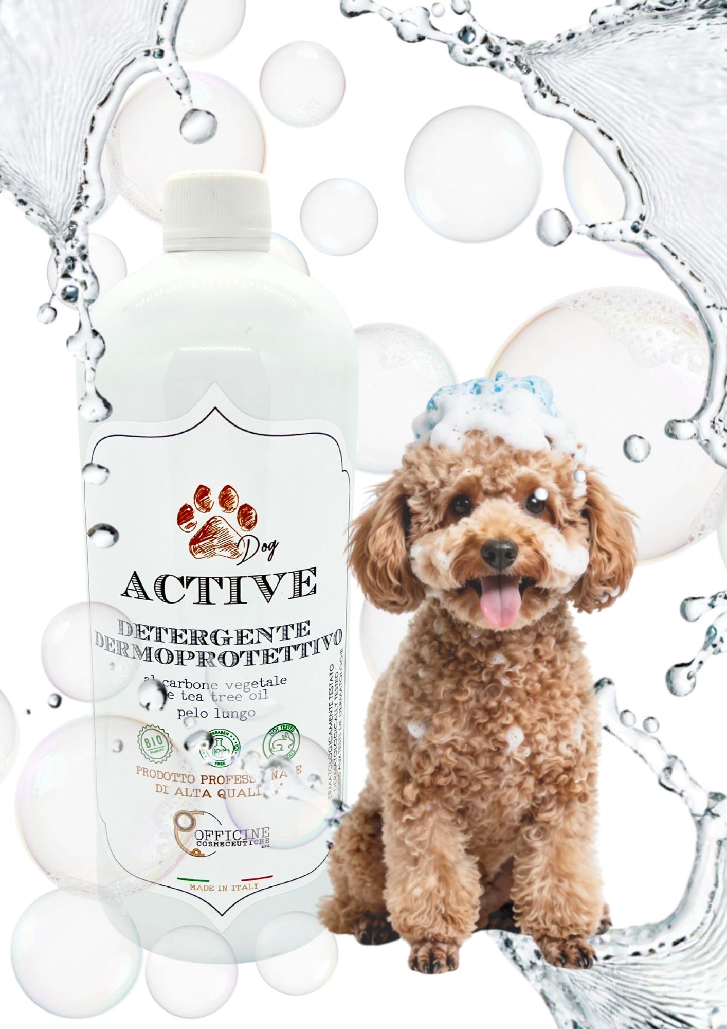 OFFICINE COSMECEUTICHE Detergente Dermoprotettivo – Shampoo per Cani a Pelo Lungo, Dermatologicamente Testato, 1 Lt