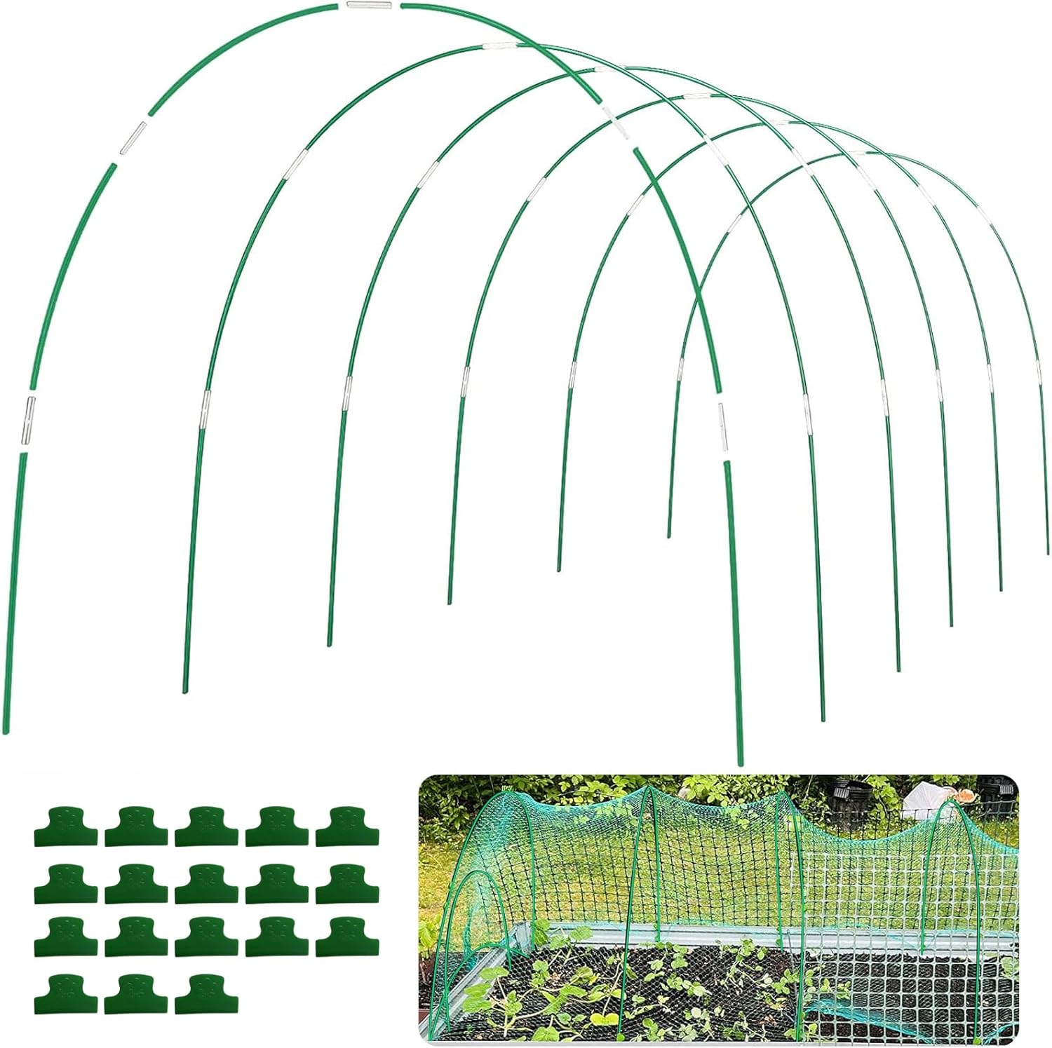 BOTINDO Garden Hoops for Raised Beds 36Pcs, 6 Sets of 8FT Long Greenhouse Hoops Grow Tunnel Rust-Free Fiberglass Support Hoops Frame for Garden Netting Fabric Shade Cloth Row Cover (36 PCS)