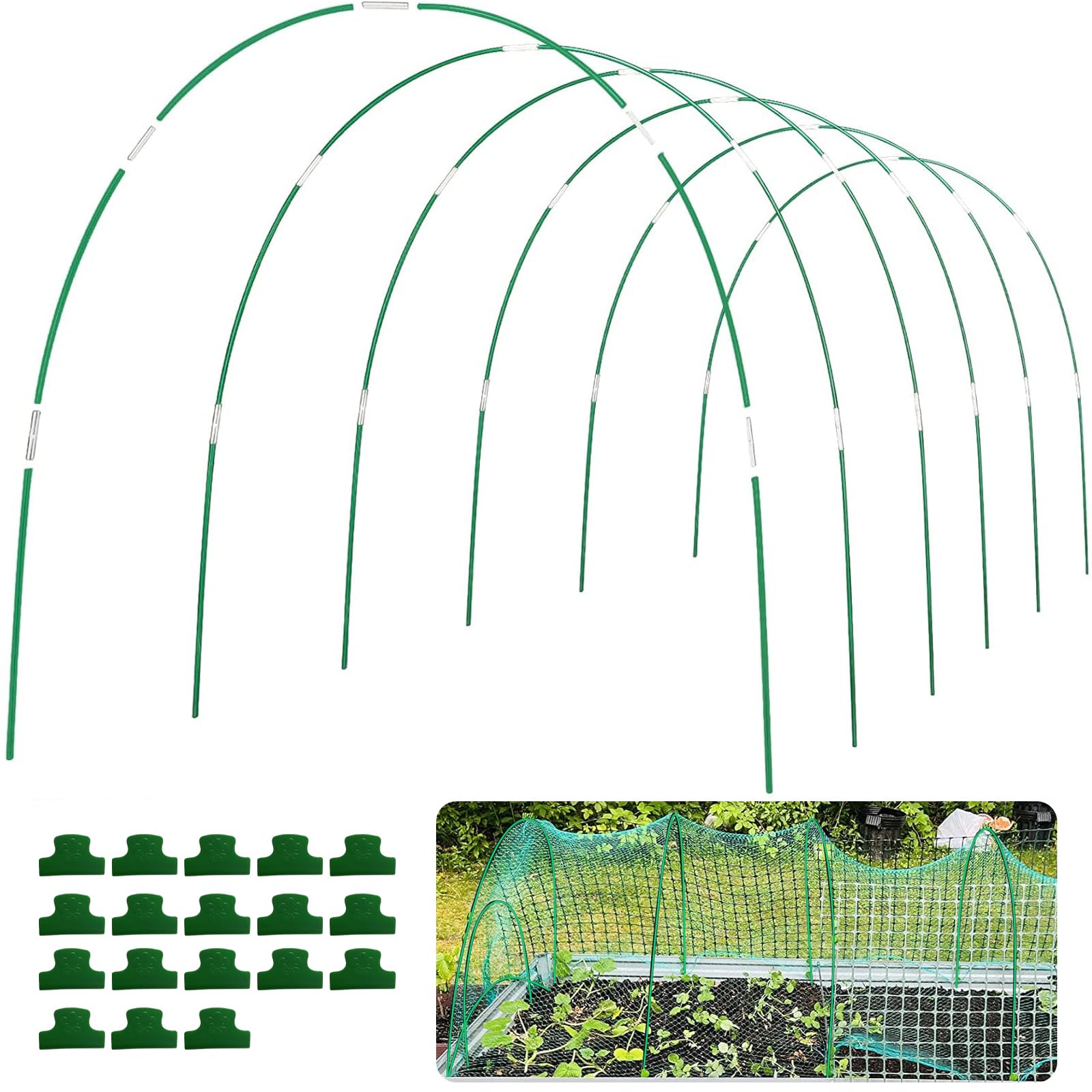 Aros de jardín para camas elevadas con túnel de cultivo de fibra de vidrio de 8 pies