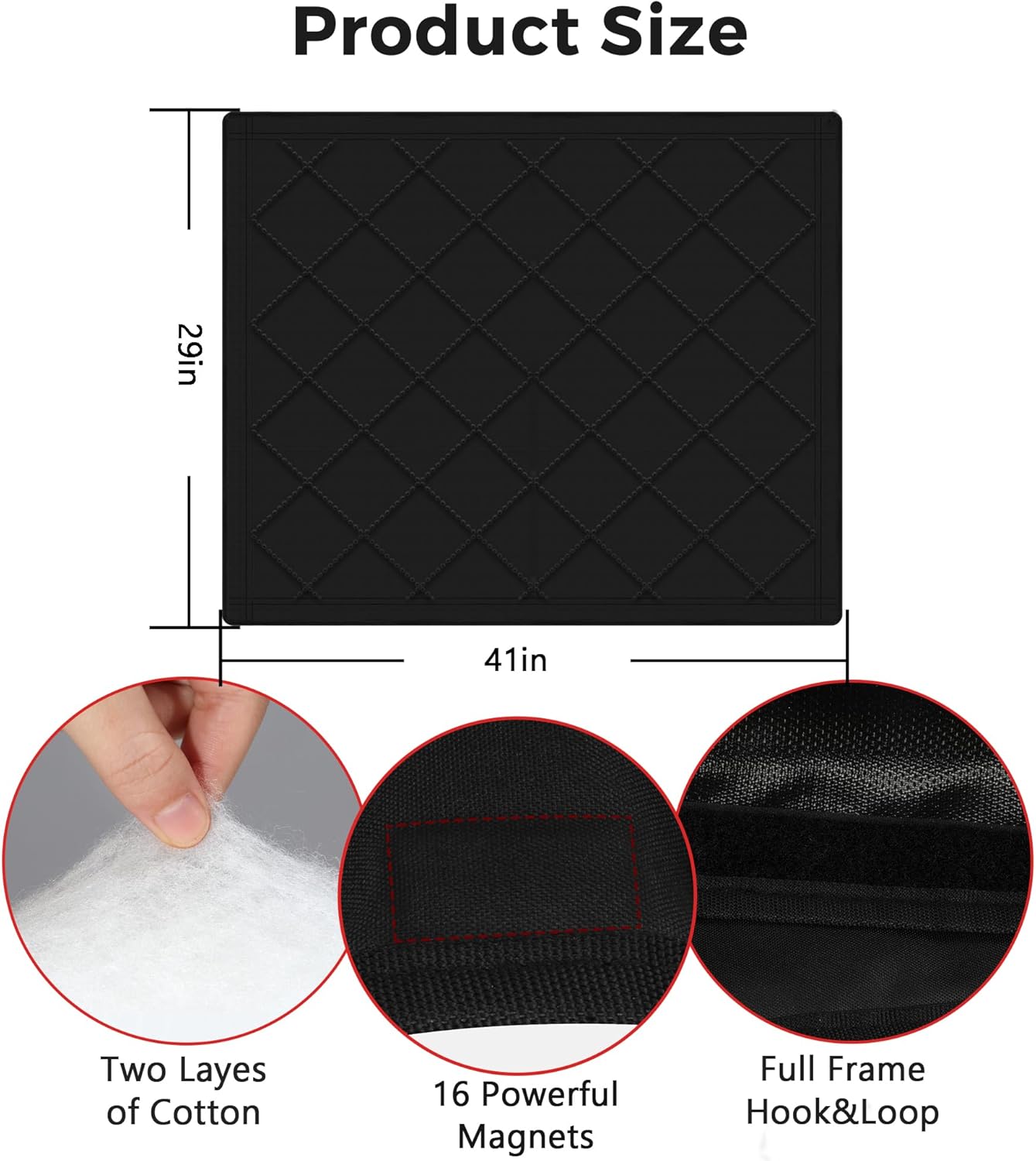 NABOWAN Magnetic Fireplace Cover Easy Install - Indoor Fireplace Blanket to Block Cold Air Reduce Energy Costs, Fireplace Draft Stopper with Full Frame Hook & Loop and Built-in Magnets (29 x 41 Inch)