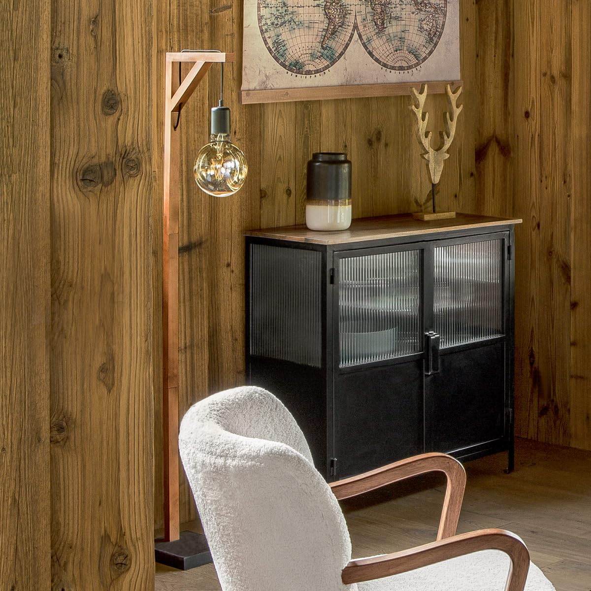 Atmosphera - Lámpara de pie «Wild» - madera H148 cm