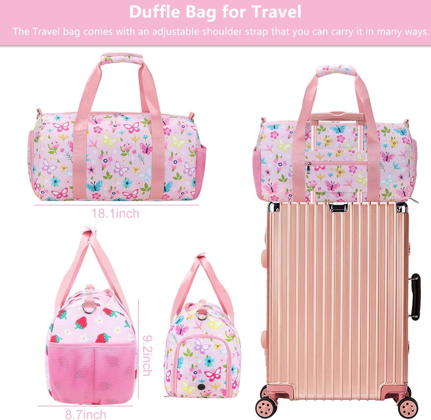Gym Travel Duffle Bag for Girls - Gymnastics Sports Dance Bag with Shoe Compartment & Wet Pocket Starry Sky Kids Travel Bag Teens Weekender Sleepover Carry On Bag - Image 7