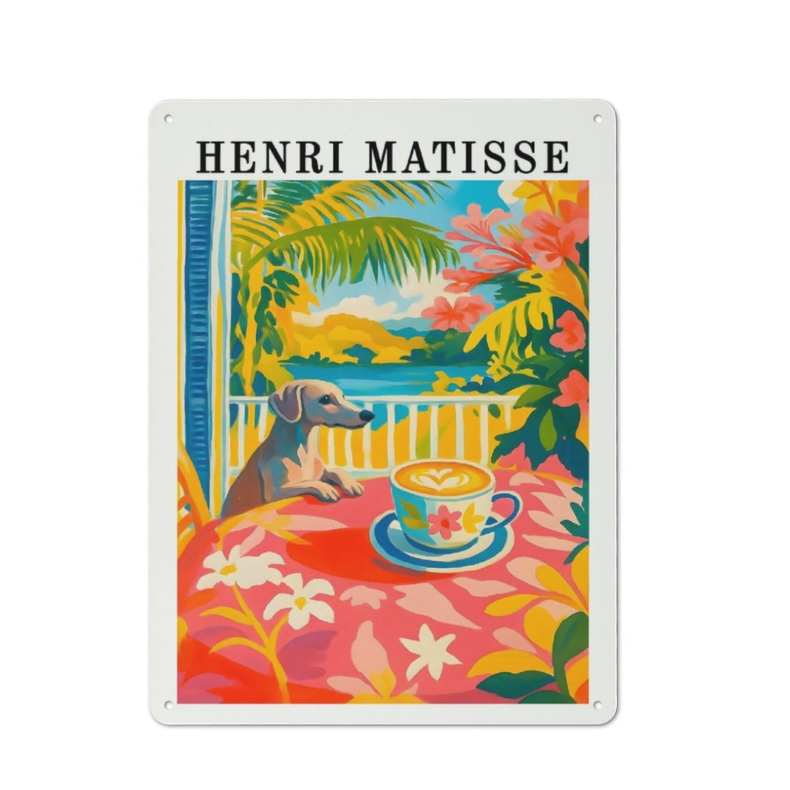Casual Henri Matisse Style Tropical Scene Shed Metal Sign 40x30cm, Utility Space Decor for Shed, Garden Room, Porch Or Garage
