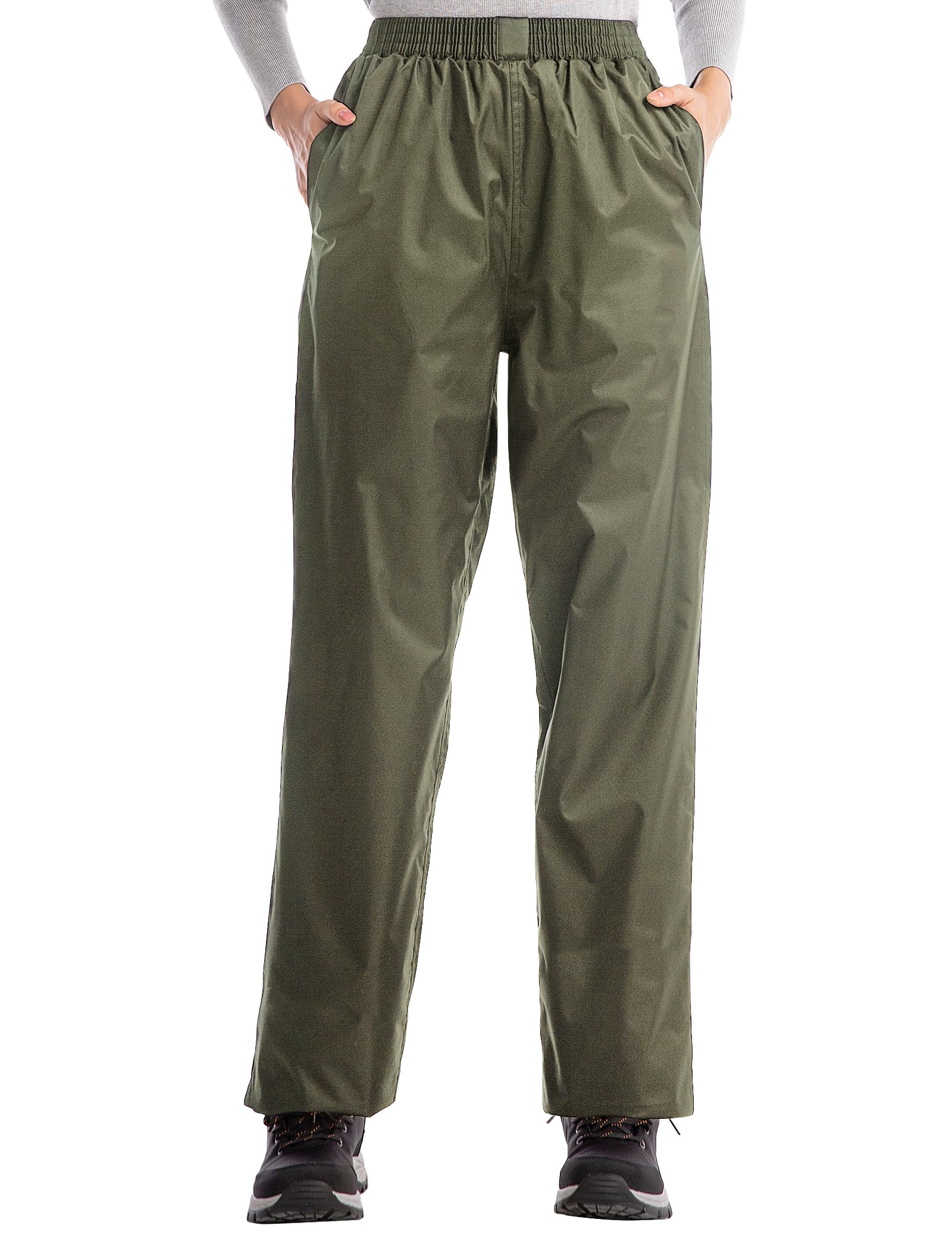 iCreek Women's Rain Pants Waterproof Hiking Pants Windproof Lightweight Over Pants Work Rain Outdoor for Golf, Fishing