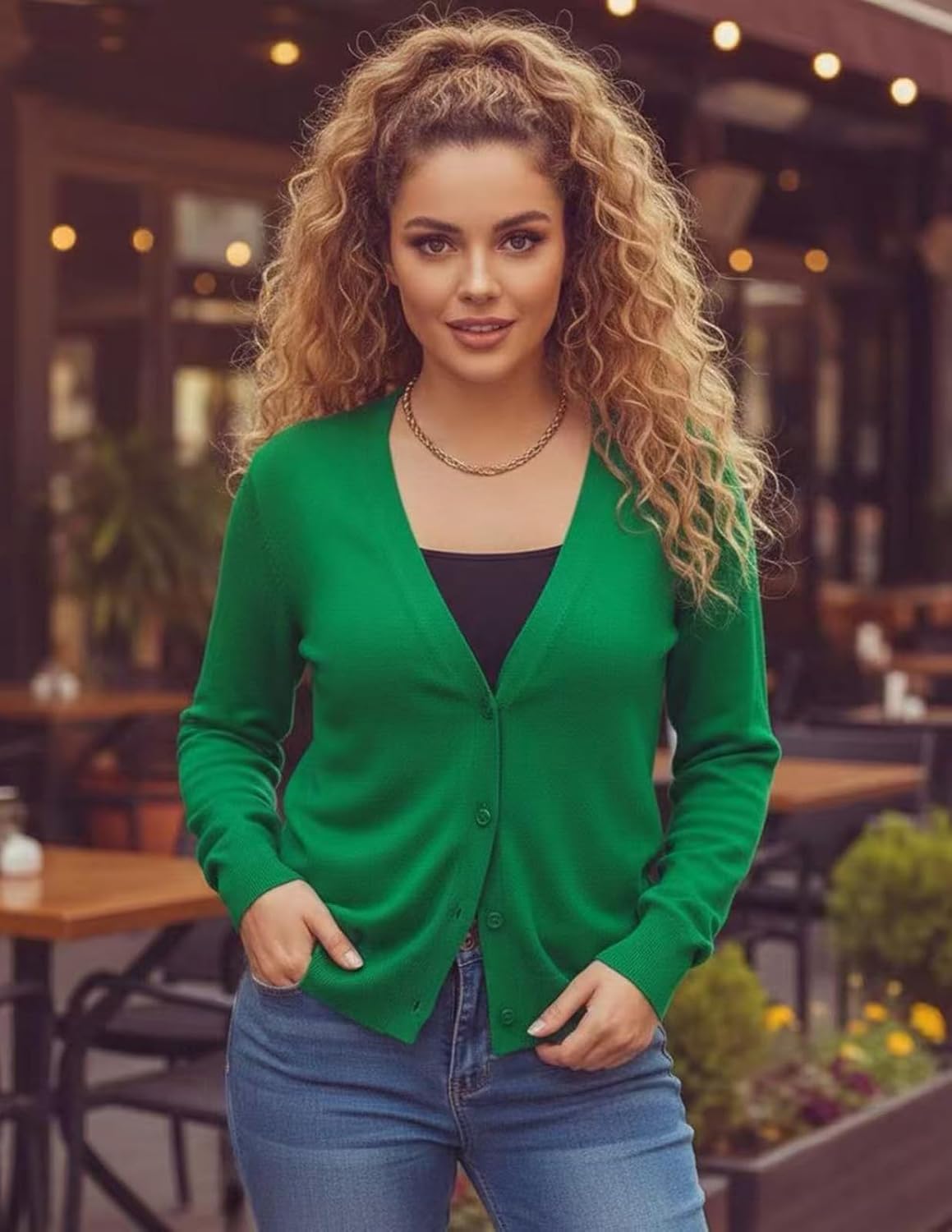 GRACE KARIN Women's Lightweight Cardigan Sweater Button Up Long Sleeve V Neck Sweater Jacket Open Front Casual Knit Shrug - Image 4