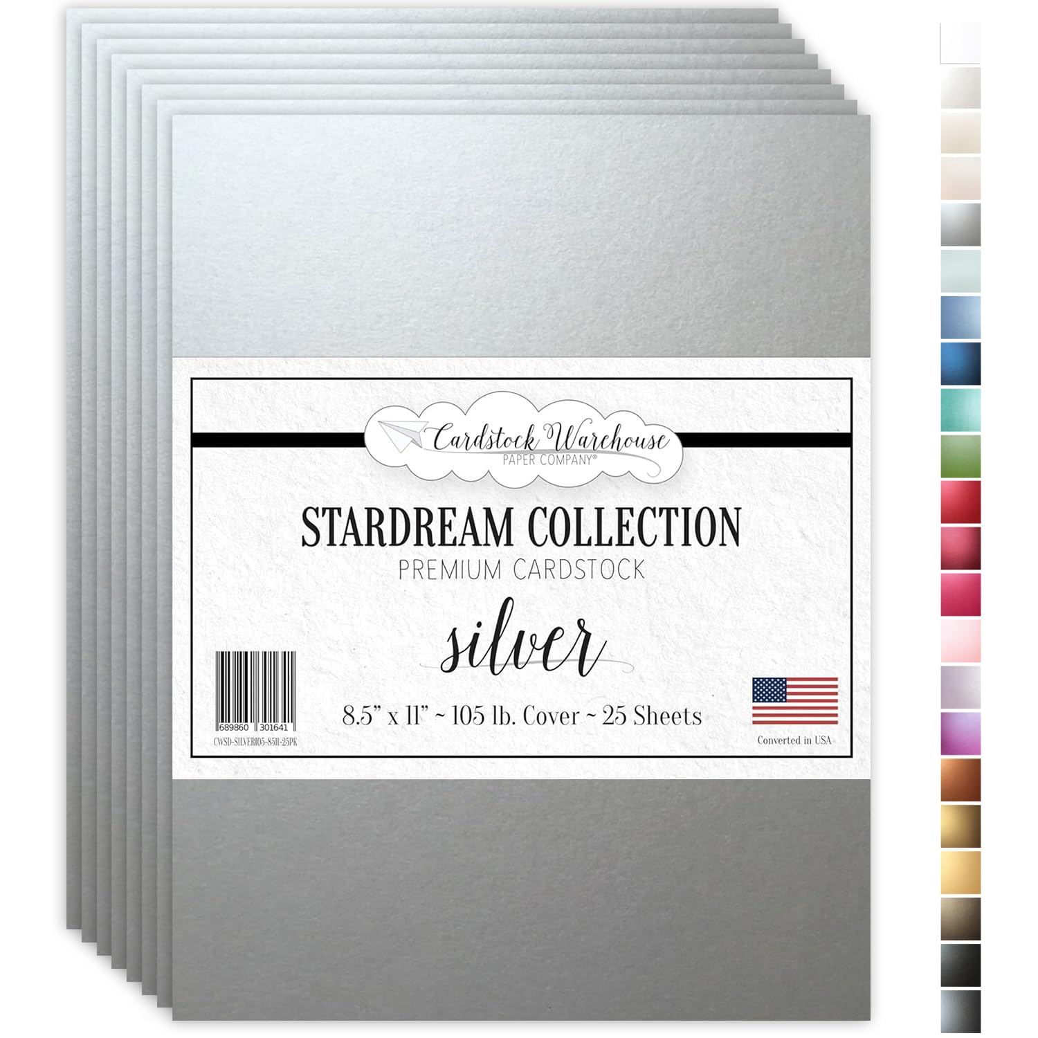 Cardstock Warehouse Stardream Silver Cardstock Paper - 25 Sheets, 8.5 x 11" – 105 lb / 284 GSM Premium Metallic Silver Card Stock for High-end Printing, Card Making, Die-cutting & DIY Projects