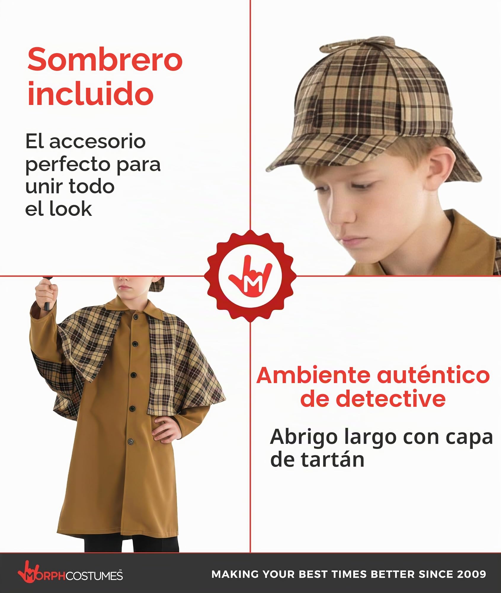 Fun Shack Disfraz Detective Victoriano Niños, Disfraz Sherlock Holmes, Carnaval y Halloween
