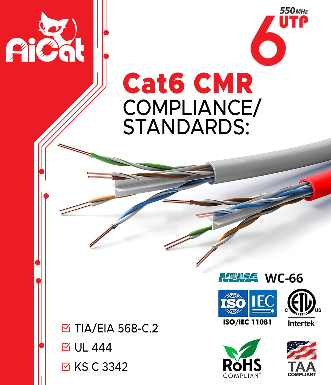 PCケーブル・コネクタ Aicat UTP CAT6 4P DIRECT BURIAL 110M Amazon.com: AiCat Cat5e Outdoor Ethernet Cable Direct Burial