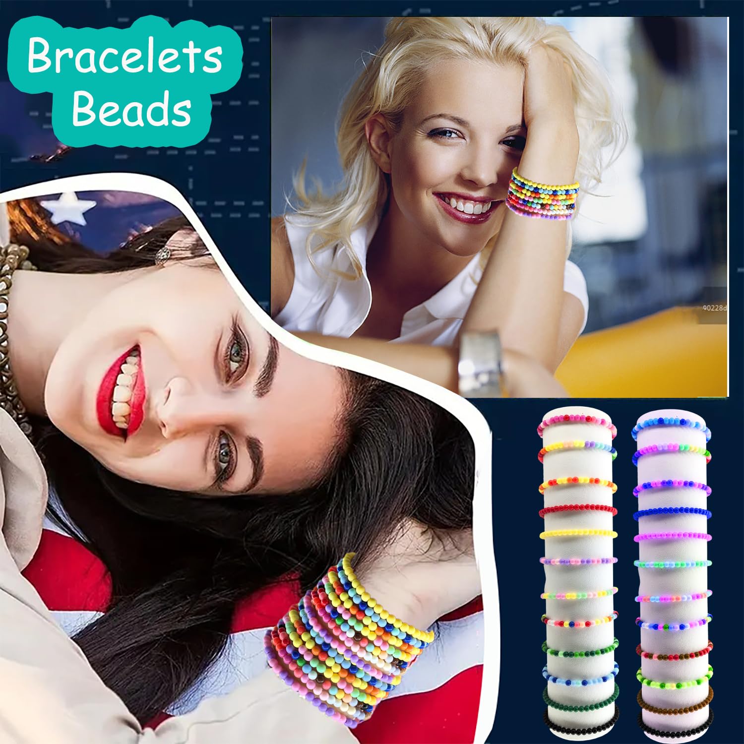 4800 cuentas redondas acrílicas de 4 mm para hacer joyas, 28 colores arcoíris para hacer pulseras, kit de fabricación de pulseras de plástico de color caramelo, cuentas sueltas pastel a granel para