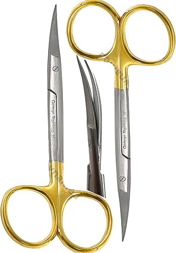 Miniatura 2 de JUEGO DE 2 PIEZAS IRIS MICRO TIJERAS 4.5" CURVADO ORO MANGO CYNAMED