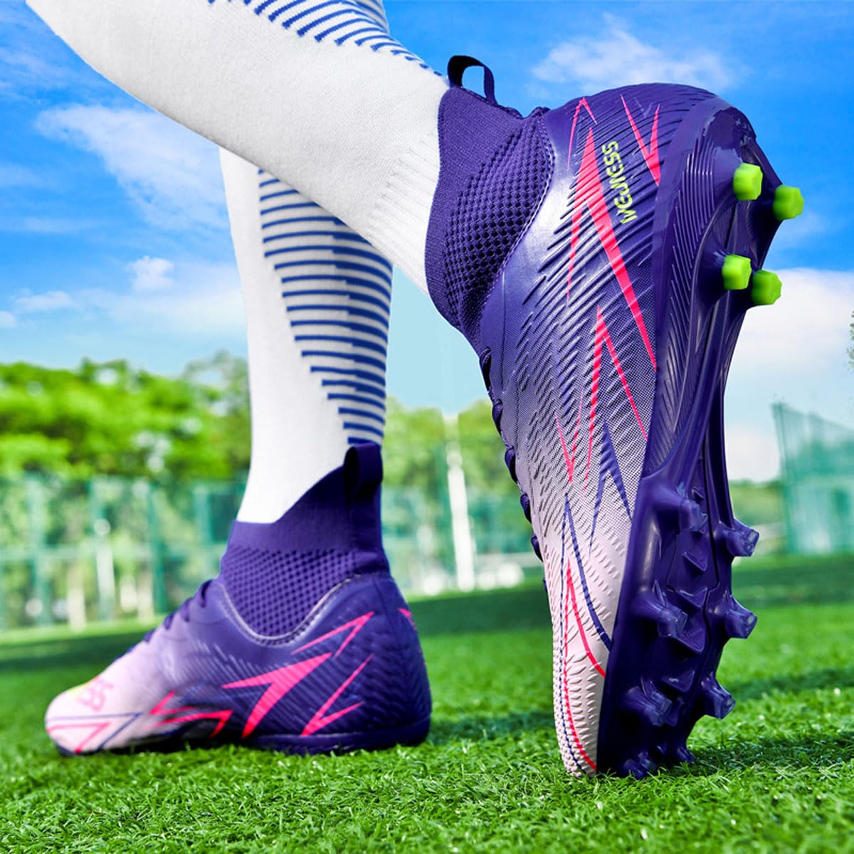 Botas de fútbol para Hombre, Unisex, Profesionales, para Exteriores, para niños, Banda Alta, adecuadas para césped Artificial, Zapatos de competición