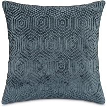 Michael Amini Blue My Mind Blue Chenille Square Pillow Set of 2 with Soft Plush Texture 100% Polyester Durable Fill Decorative Sofa Cushion for Living Room Bedroom
