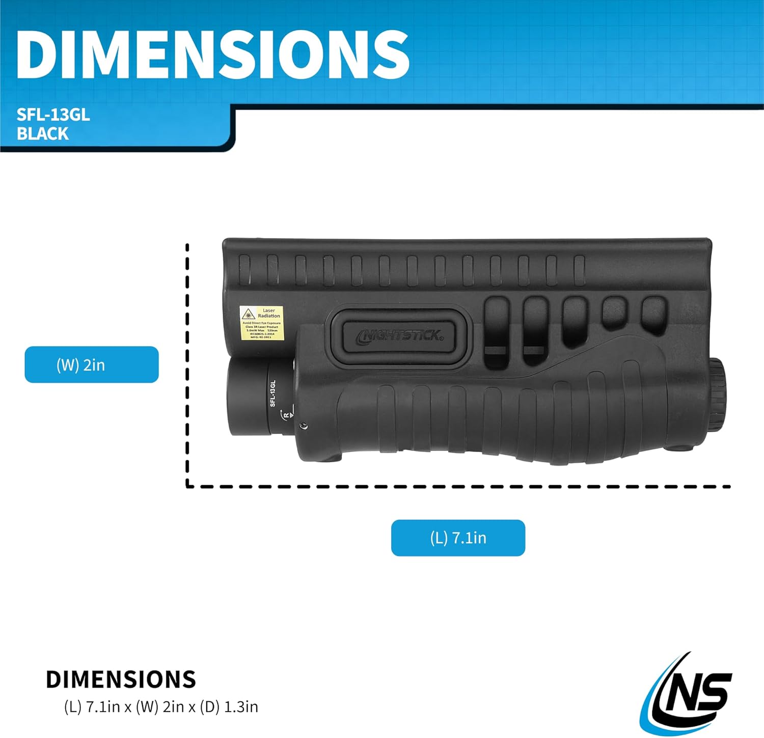 Nightstick SFL-13GL Shotgun Forend Light with Green Laser - 1200 Lumens Forend Light for Remington 870/TAC-14 NS2-BATT Li-Ion USB-C Battery - 3.6V, 3300mAh