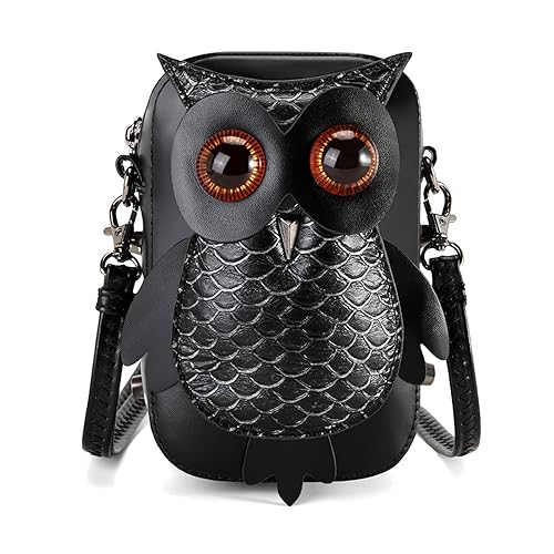 Gothic Owl Crossbody Bag Renaissance Accessories Shoulder Bag Steampunk Belt Pouch Women Cute Cell Phone Novelty Purse - Black