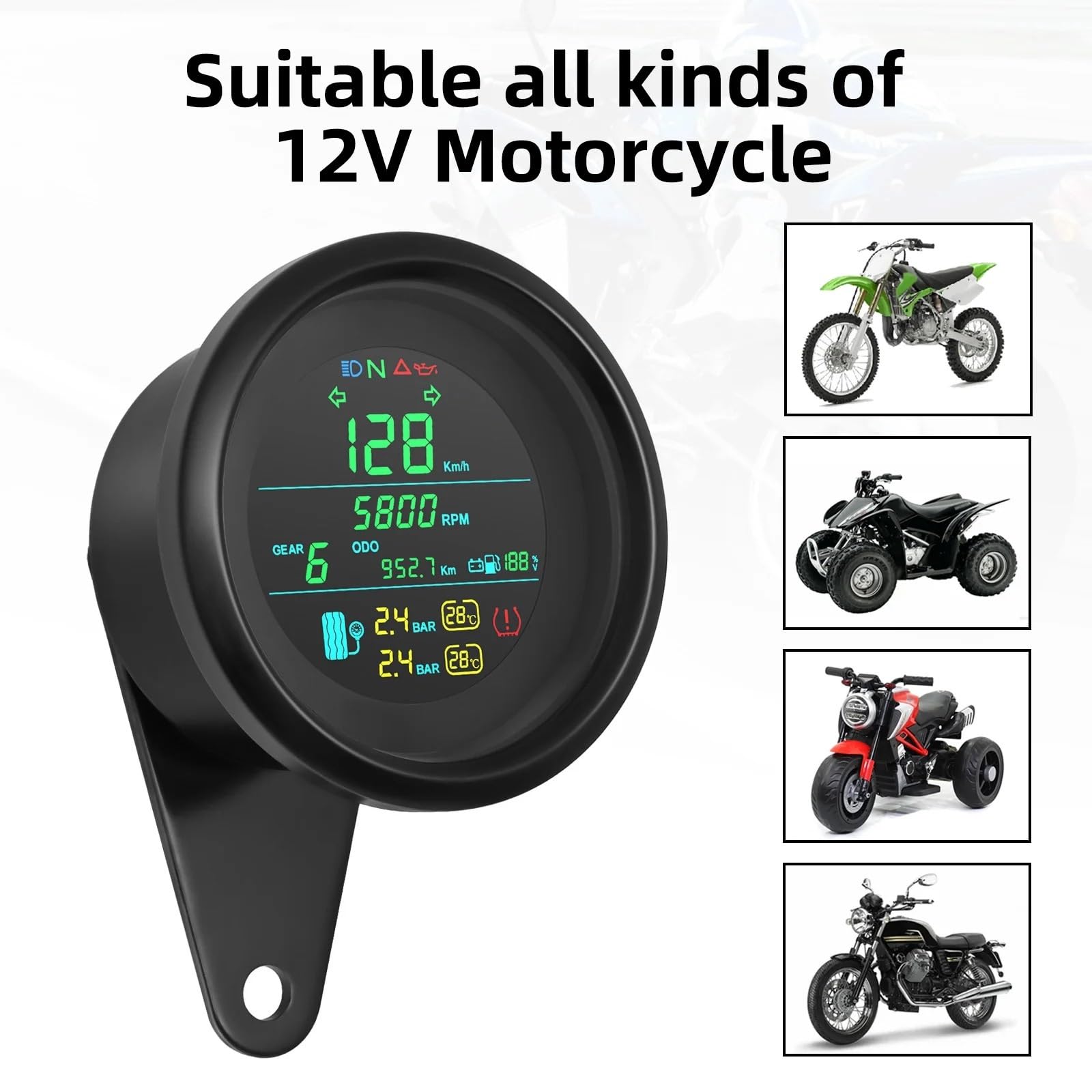 Moto velocímetro Digital para motocicleta, 85mm, KMH MPH, nudos