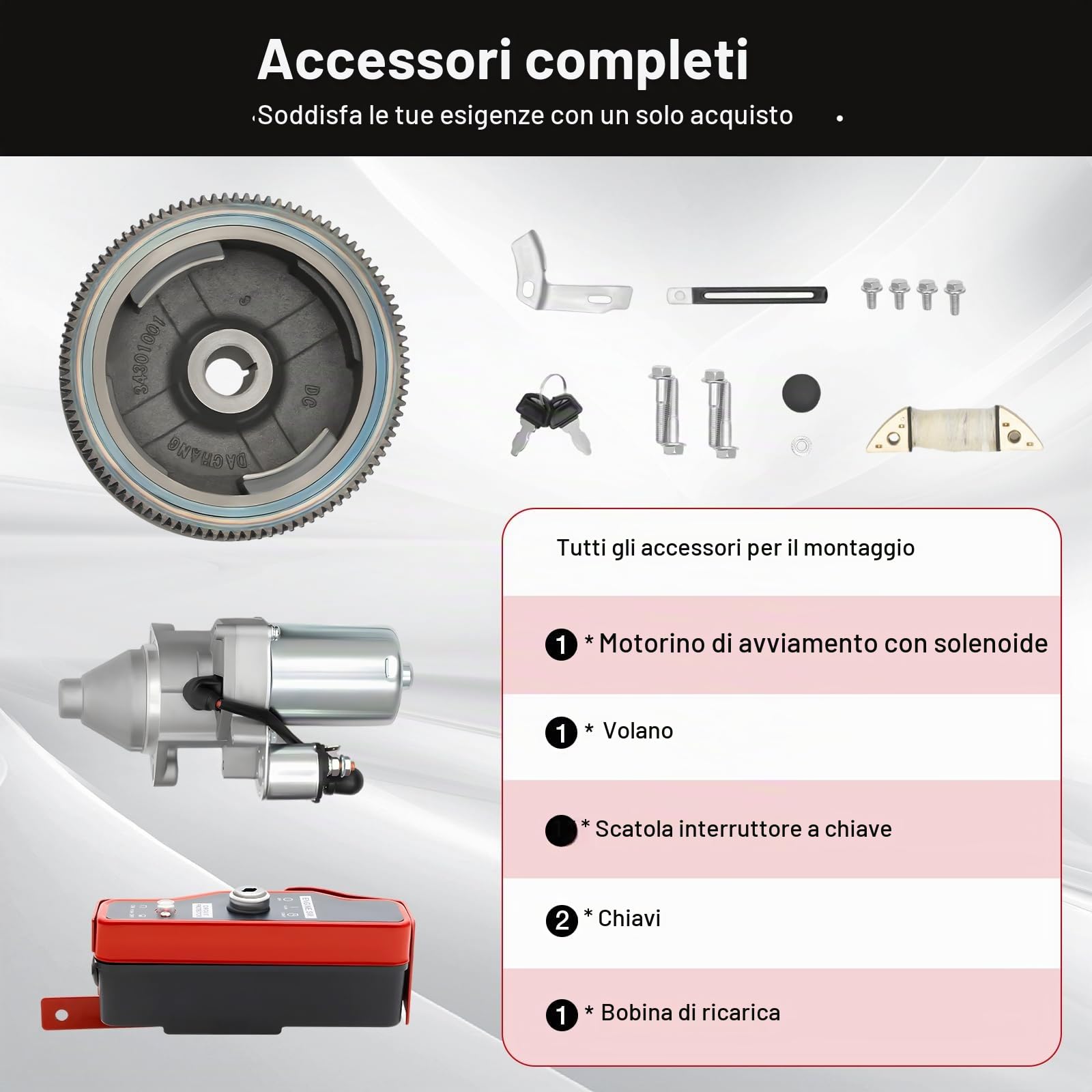 13HP Volano Starter Kit elettrico per Honda GX390 Starter Kit di avviamento elettrico del volano con interruttore di accensione del motore di avviamento a ingranaggio