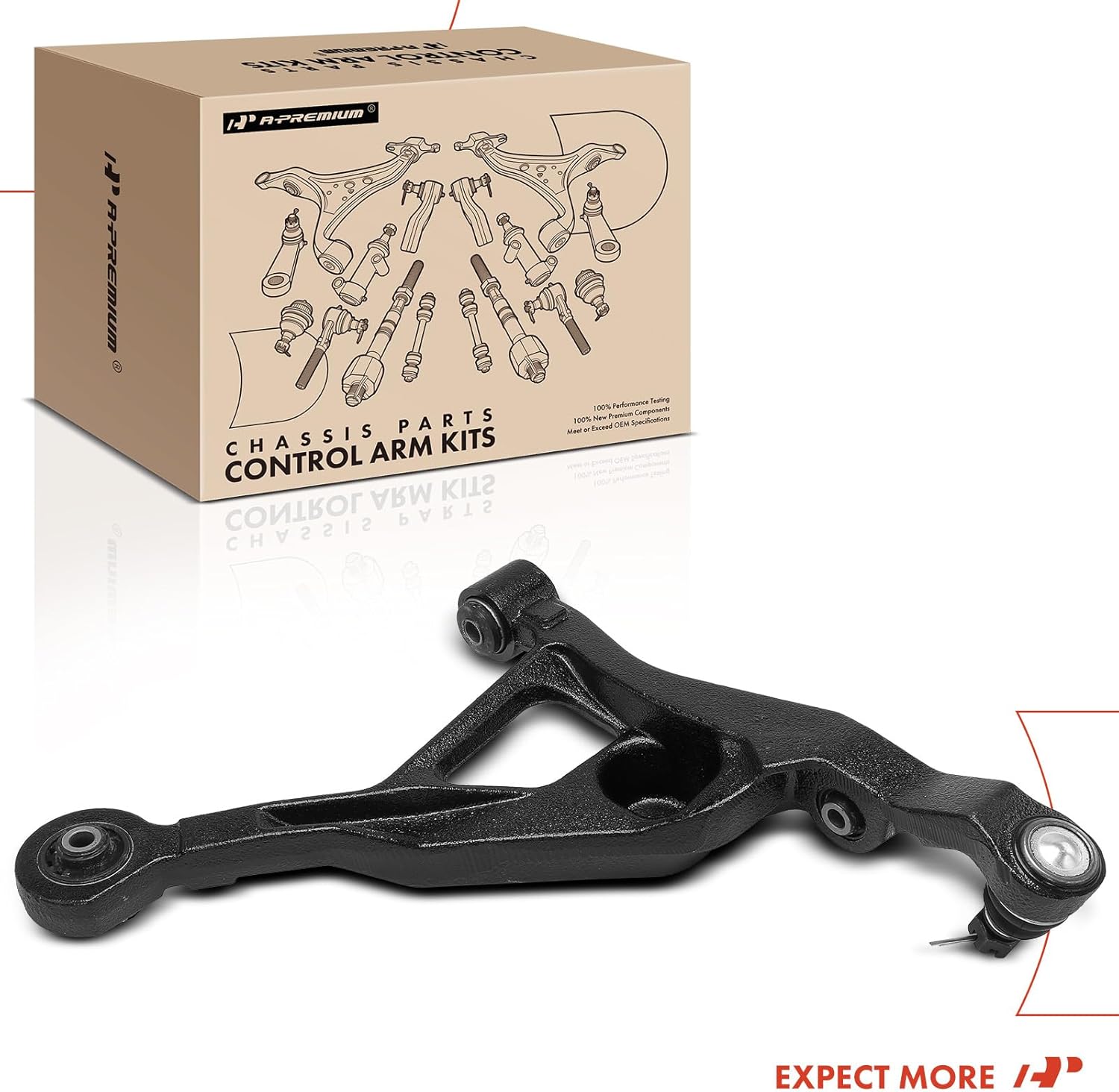 A-Premium Front Left Lower Control Arm, with Ball Joint & Bushing, Compatible with Chrysler Sebring 96-06, Cirrus 95-00, Dodge Stratus 95-06, Plymouth Breeze 96-00