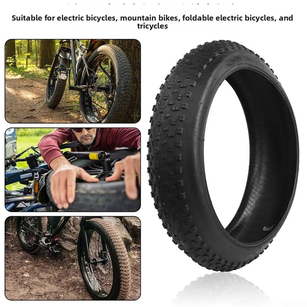 Neumático grueso de bicicleta de 20 x 4.0, cuenta de acero resistente a pinchazos, agarre todo terreno para nieve, arena, playa, montaña, bicicleta eléctrica al aire libre