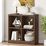 FATORRI 6 Cube Storage Bookcase, Rustic Wood Horizontal Bookshelf with Rounded Corners, Low Cube Organizer Shelf for Living Room, Bedroom, Office (Dark Walnut, 43 Inch)