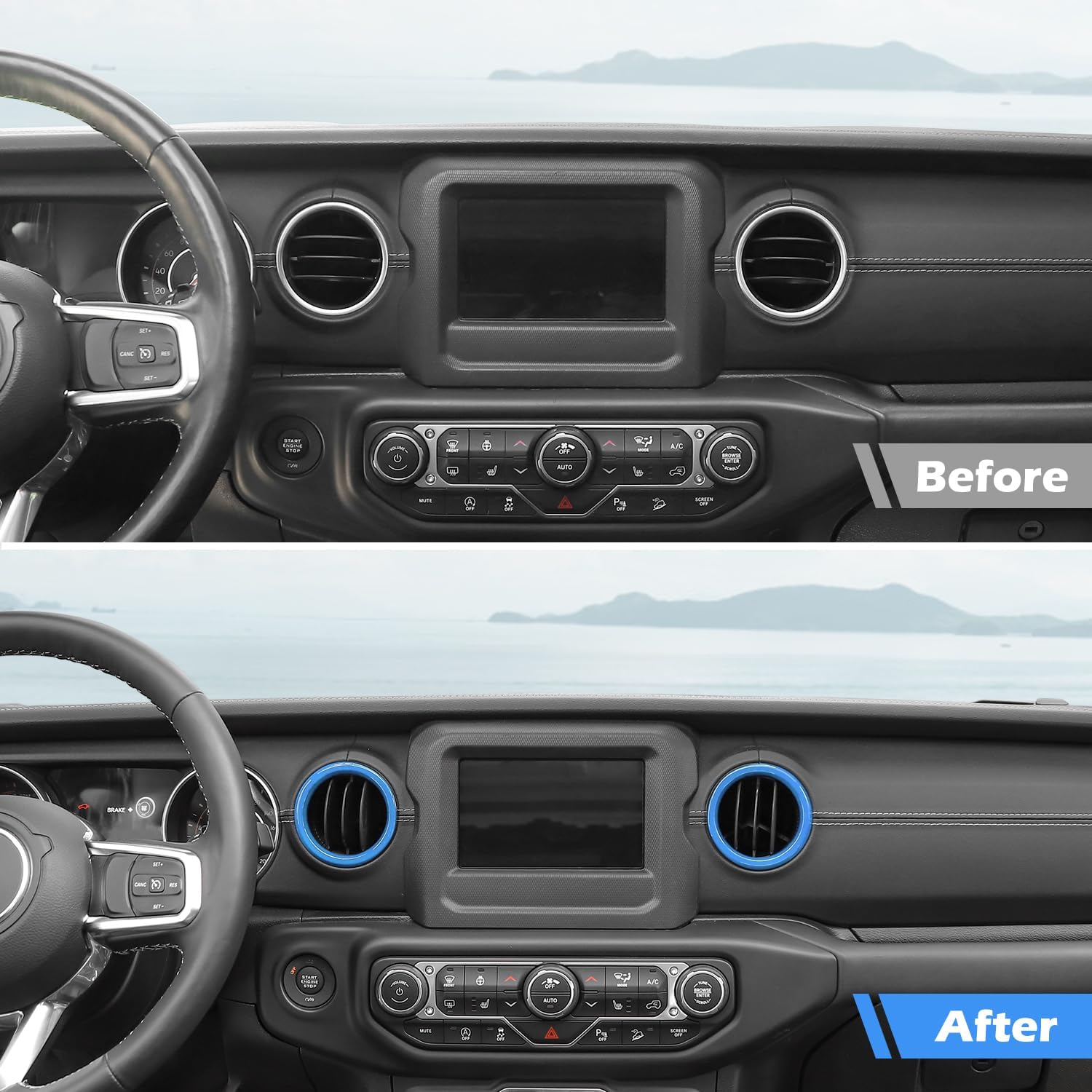 RT-TCZ for Wrangler JL Dash Air Vents Cover Trim Stickers Baby Blue for Jeep Wrangler JL JLU Gladiator JT 2018-2023 Baby Blue Interior Accessories 4pcs
