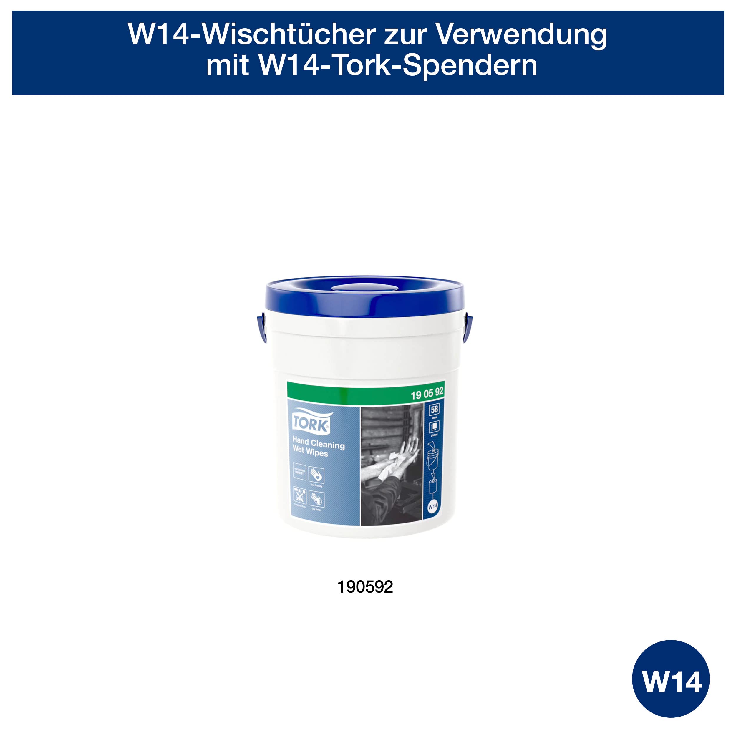 Tork Feuchte Handreinigungstücher Nachfüllung Weiß W14, Saugfähig, 4 × 58 Tücher, 190692