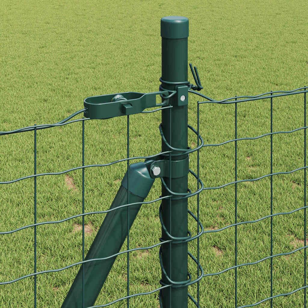 Valla de alambre soldada con base de hormigón verde, acero recubierto de PVC, 10 x 1 m, con 5 postes, postes angulares, tapas de plástico, alambre tensor y accesorios de montaje, para jardín