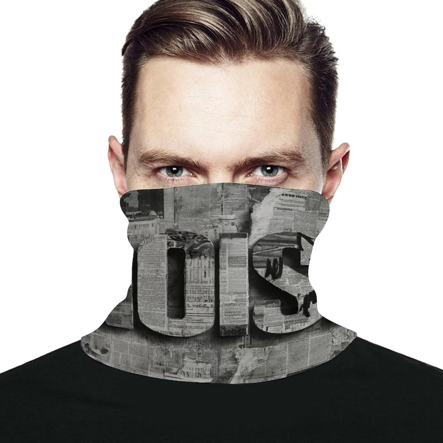 Word NOISE Men's Neck Gaiter Face Cover, Polyester Breathable Scarf with Drawstring Toggle Adjuster