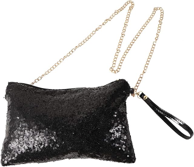 SOIMISS Black Sparkly Purse Sequin Handbag Lady Party Evening Clutch Shoulder Bag for Women (Black)