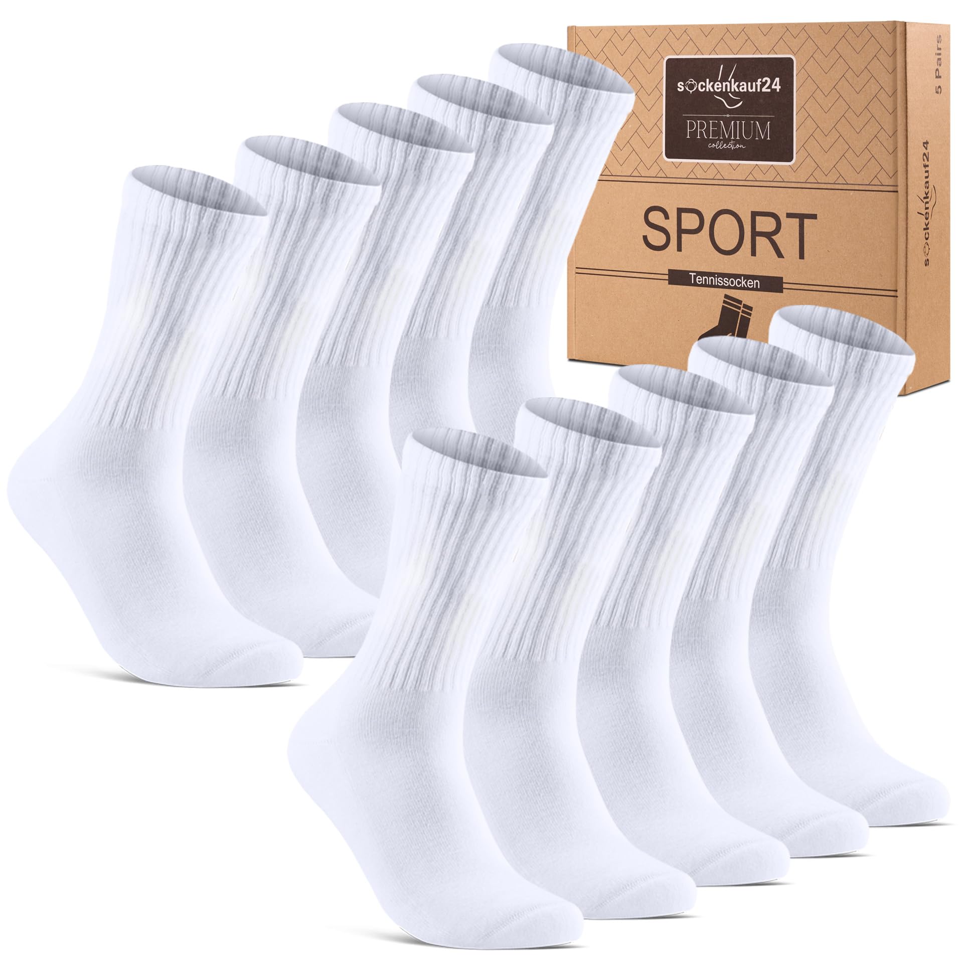 Sports Socks Men's Socks Women's Tennis Socks Padded Breathable Cotton 5 Pairs Premium Crew Socks