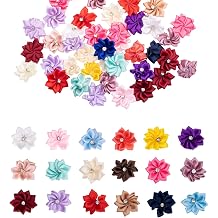 50 Pcs 1.2inch Multi-Color Ribbon Flower Mini Flowers for Crafts, Satin Ribbon Flowers Bows Mini Embellishments for Wedding Dec, DIY, Home Decor