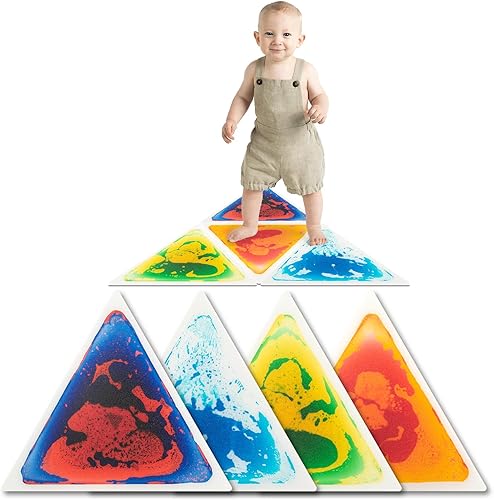 Miniatura 9 de Art3d Azulejos sensoriales hexagonales de 9 azulejos para niños, niños pequeños y niños, tapete de actividad sensorial líquida colorida para juego