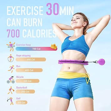 JKSHMYT Weighted Hula Circle Hoops for Adults Weight Loss, Infinity Fitness Hoop Plus Size 47 Inch, 24 Detachable Links, Exercise Hoop Suitable for Women and Beginners