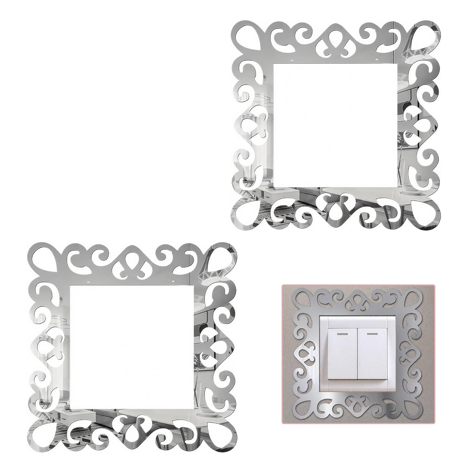 Switch Sticker, Switch Board Stickers for Home, Sticker for Switch Board, 2 Pack Lace Mirror Light Switch Stickers – Self-Adhesive Decorative Wall Decals for Living Room & Bedroom Switch Sticker, Switch Board Stickers for Home, Sticker for Switch Board, 2 Pack Lace Mirror Light Switch Stickers – Self-Adhesive Decorative Wall Decals for Living Room & Bedroom