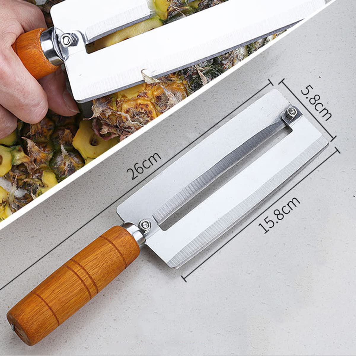 Éplucheur Multifonction Ananas Et Canne à Sucre En Inox - Outil De Cuisine Pratique Avec Manche, 26 Cm