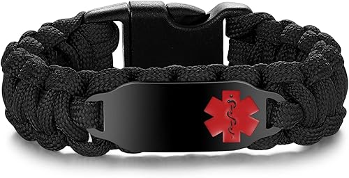 Pulseras de identificación médica para mujeres y hombres personalizadas, pulseras de alerta médica con grabado personalizado gratuito para mujeres,