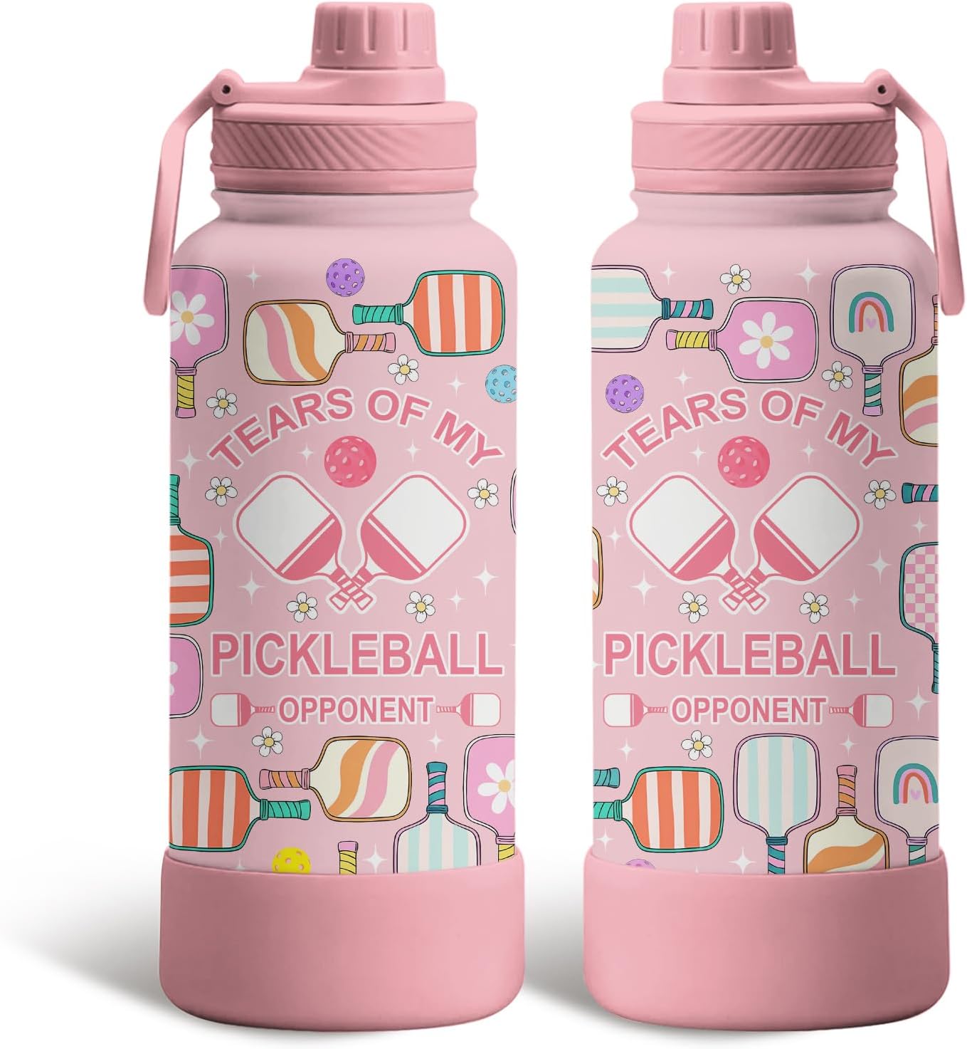 Pickleball 34oz Water Bottle with Spout Lid, Insulated Stainless Steel Travel Cup, Double Wall Vacuum Tumbler for Women Girls Ladies, Birthday Christmas Gift for Pickleball Lovers (1 pc)