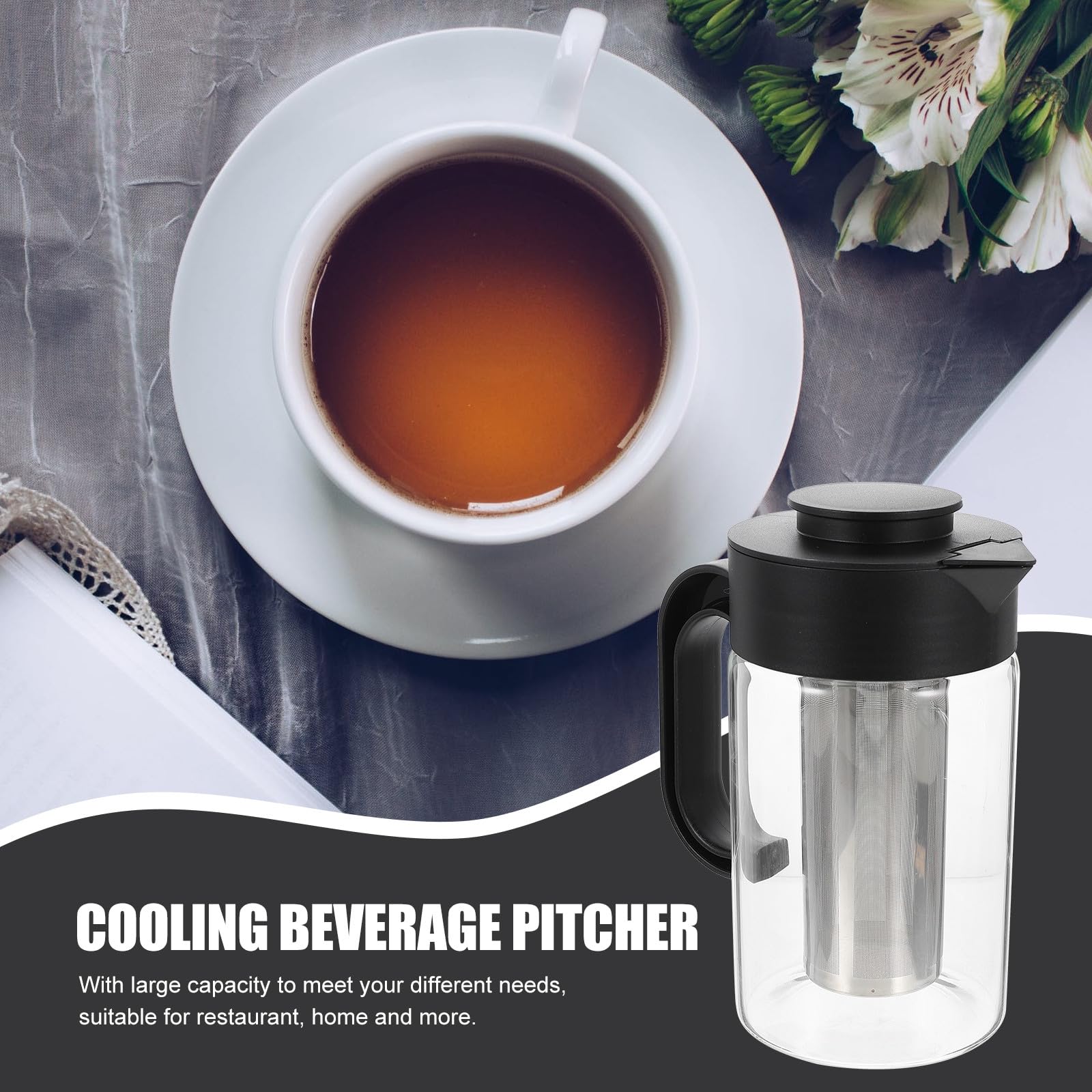 Glaskaraffe 1000ml mit Deckel für Saft und Eistee Hitzebeständig und Robust zum Servieren bei Partys Einfach zu Verstauen und Stilvoll im Design