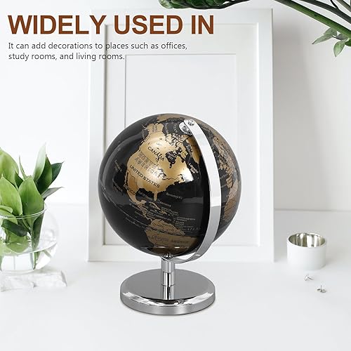 Miniatura 6 de Alasum Globo de escritorio dorado negro con soporte de metal blanco decoración terrestre estable para oficina, hogar, estudio, globo educativo para